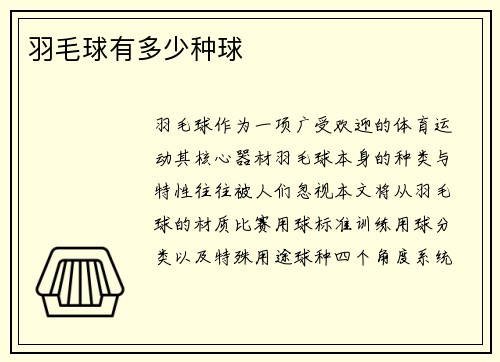 羽毛球有多少种球